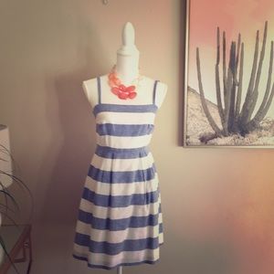 LOFT size 0P blue & white striped sundress!